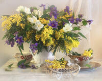 Без бренда «Натюрморт из мимоз и колокольчиков (20шт)» в Воронеже