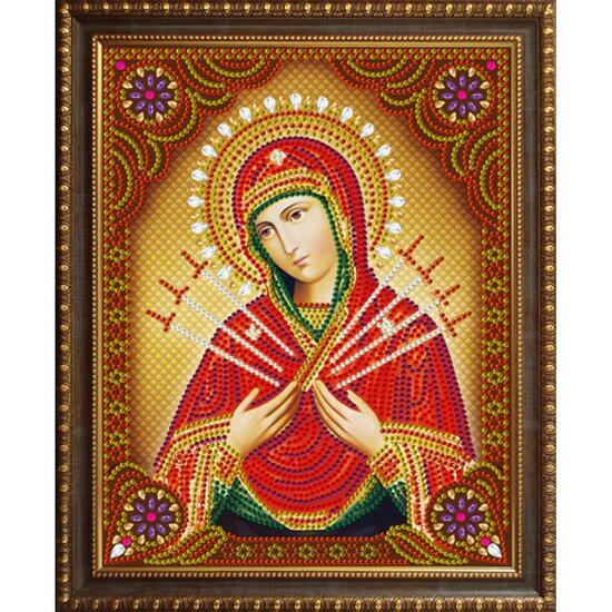Алмазная мозаика частичная 27x33 Семистрельная икона Богородицы