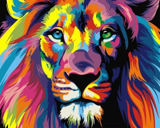 Картина по номерам 40x50 Цветной портрет льва