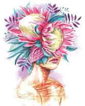 Без бренда «Портрет девушка с оригинальными цветами на голове» в Воронеже