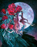 Без бренда «Девушка с розами в волосах на фоне луны» в Воронеже в интернет-магазине Без бренда «Девушка с розами в волосах на фоне луны» в Воронеже