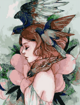 Без бренда «Девушка с большим цветком и птицы» в Воронеже