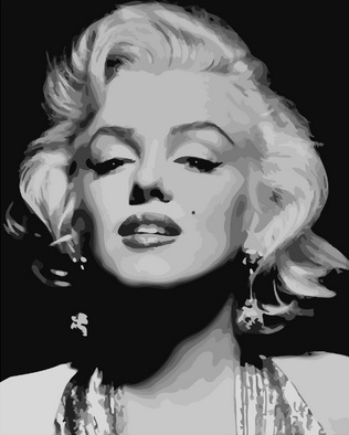 Картина по номерам 40x50 Портрет Мерлин Монро в черно-белых цветах