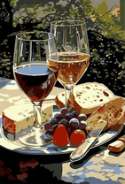 Натюрморт с сыром и вином