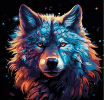 Волчица на чёрном фоне