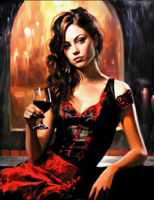 Без бренда «Обворожительная брюнетка с бокалом красного вина» в Воронеже