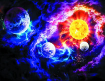 Солнце и планеты среди туч