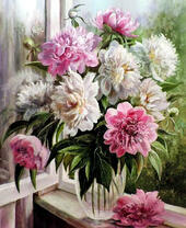 Без бренда «Пионы в прозрачной вазе у окна» в Воронеже