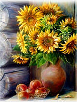 Без бренда «Кувшин с подсолнухами и корзинка с яблоками» в Воронеже