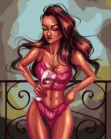 Без бренда «Девушка в нижнем белье с бокалом вина» в Воронеже